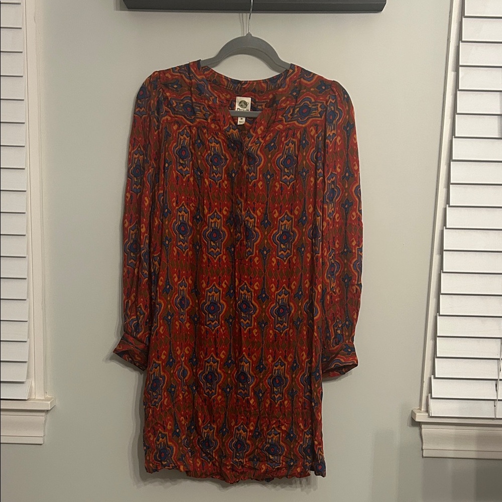Anthropologie Bohemian Long Sleeve Patterned Dress